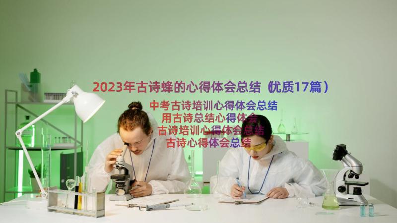 2023年古诗蜂的心得体会总结（优质17篇）