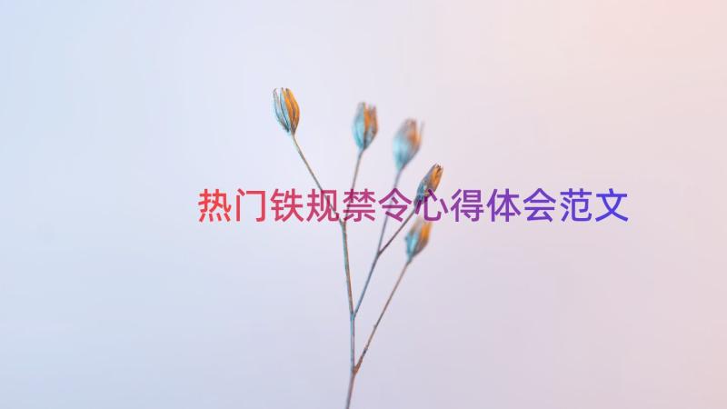 热门铁规禁令心得体会范文（13篇）