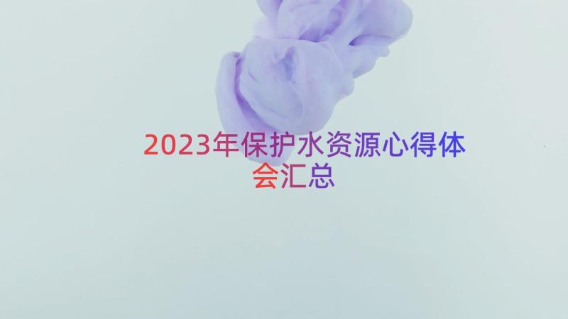 2023年保护水资源心得体会（汇总17篇）