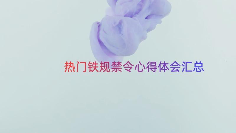 热门铁规禁令心得体会（汇总12篇）