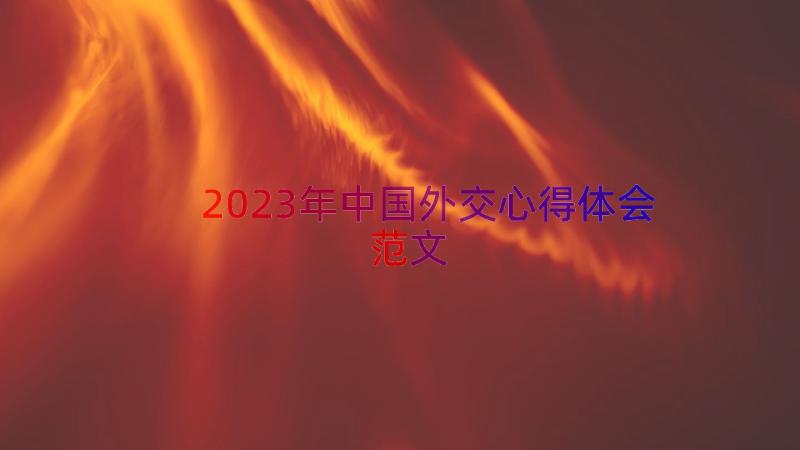 2023年中国外交心得体会范文（16篇）