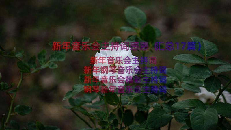 新年音乐会主持词感恩（汇总17篇）