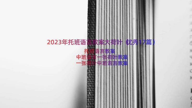 2023年托班语言教案大荷叶（优秀17篇）