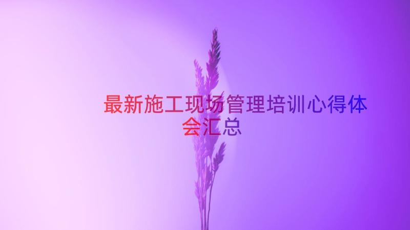 最新施工现场管理培训心得体会（汇总16篇）