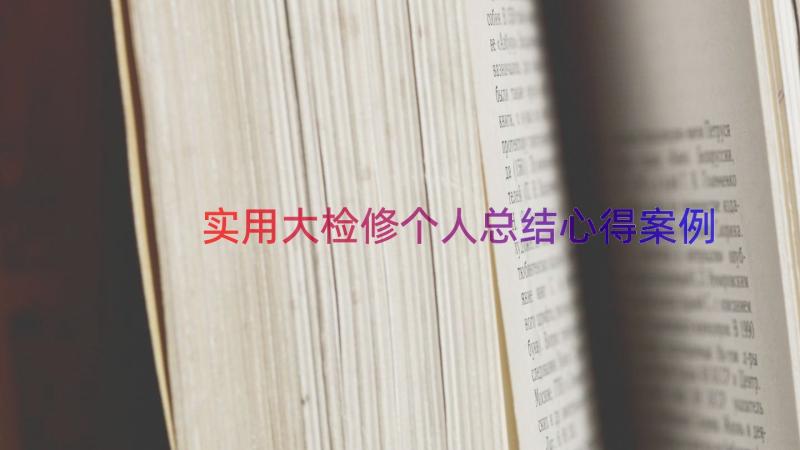 实用大检修个人总结心得（案例17篇）