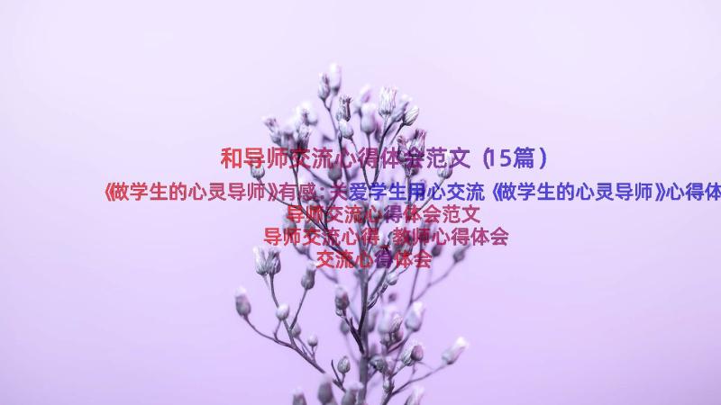 和导师交流心得体会范文（15篇）