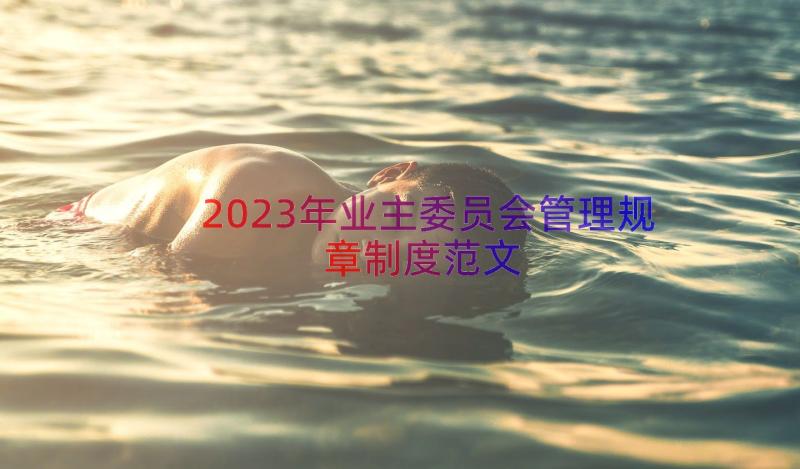 2023年业主委员会管理规章制度范文（16篇）