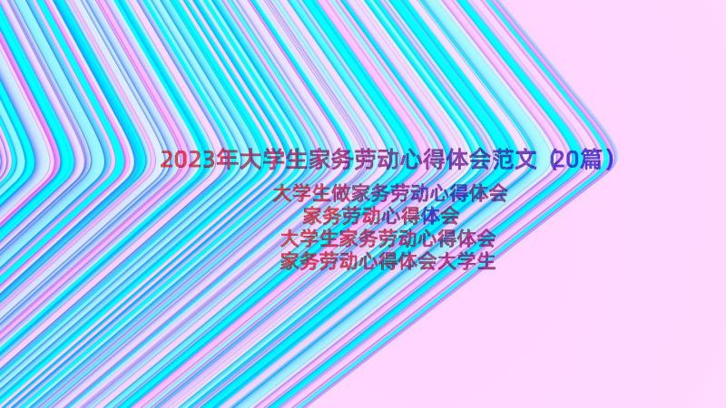 2023年大学生家务劳动心得体会范文（20篇）