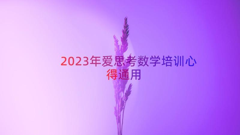 2023年爱思考数学培训心得（通用14篇）