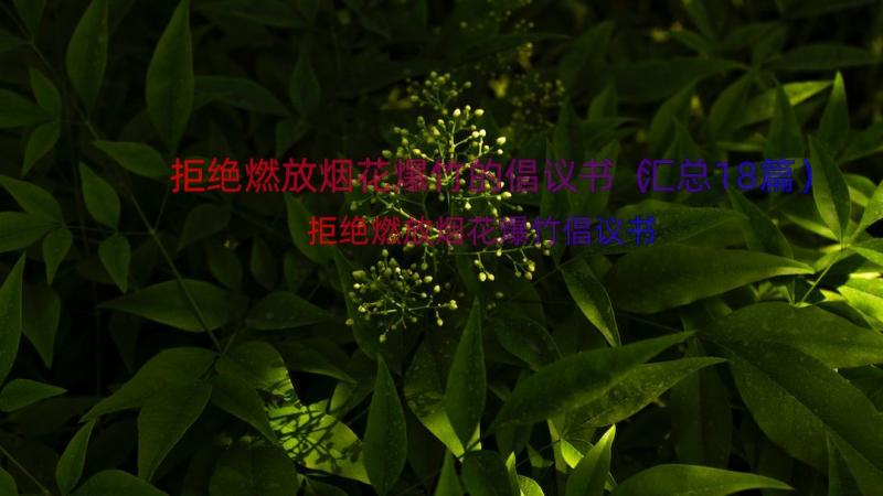 拒绝燃放烟花爆竹的倡议书（汇总18篇）