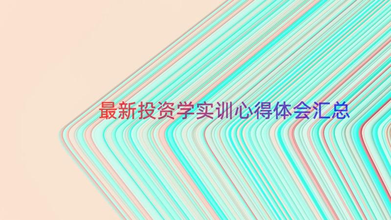 最新投资学实训心得体会（汇总15篇）