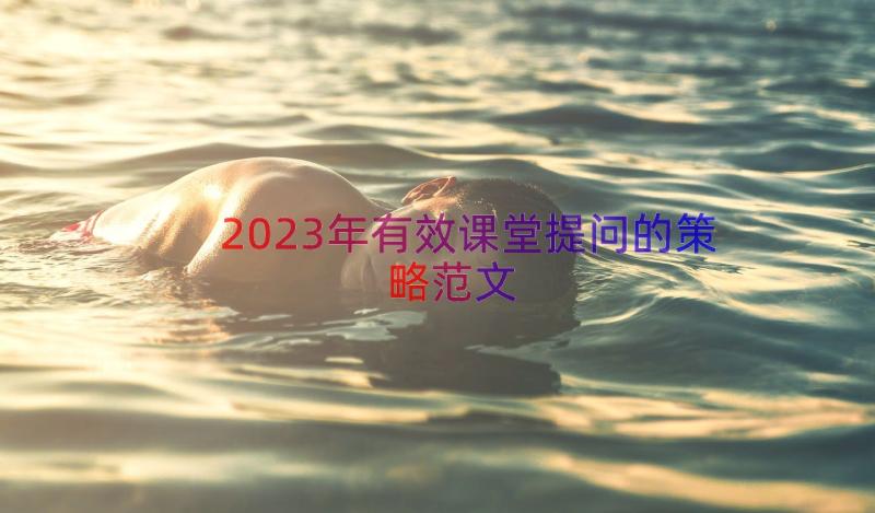 2023年有效课堂提问的策略范文（16篇）