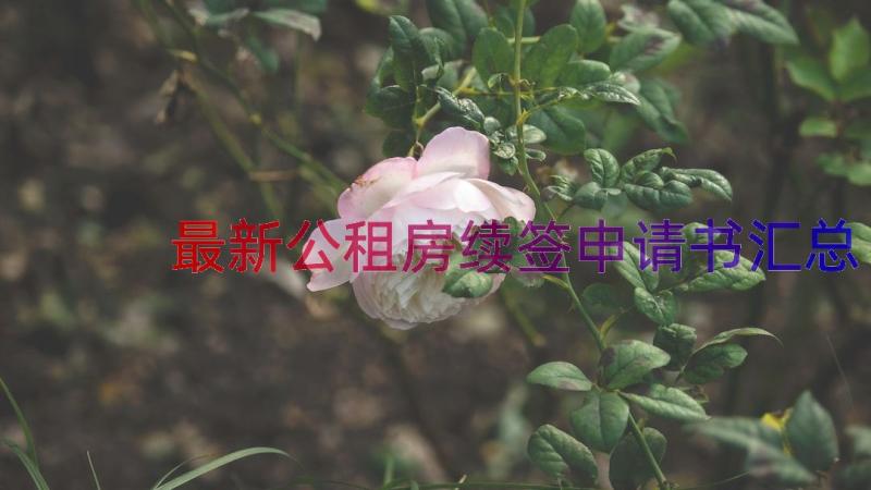 最新公租房续签申请书（汇总19篇）