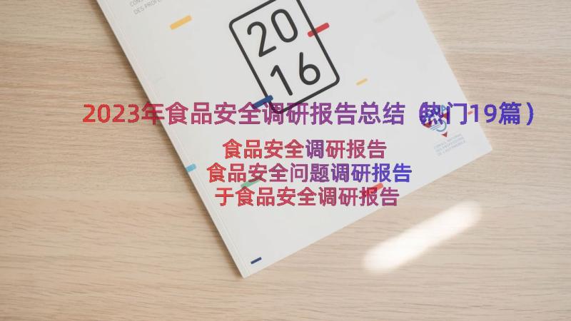 2023年食品安全调研报告总结（热门19篇）