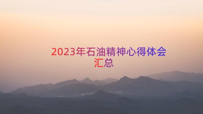 2023年石油精神心得体会（汇总15篇）