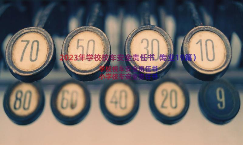 2023年学校校车安全责任书（专业19篇）