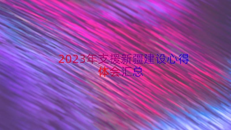 2023年支援新疆建设心得体会（汇总18篇）