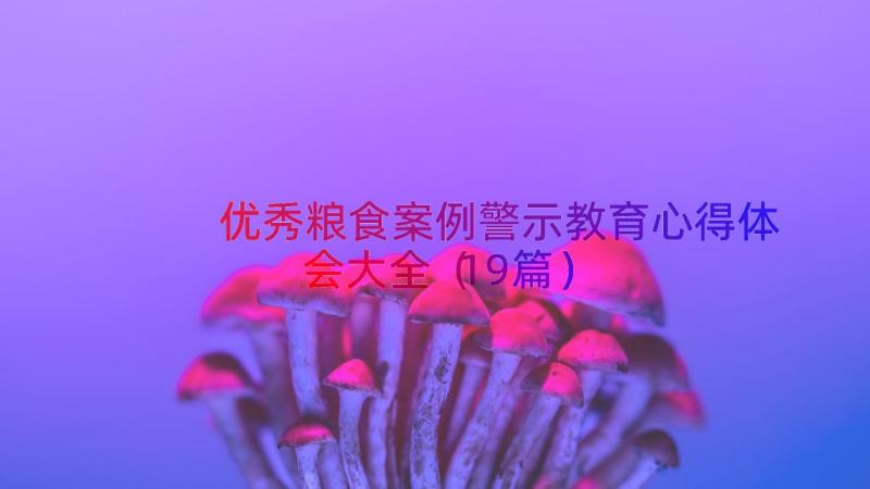 优秀粮食案例警示教育心得体会大全（19篇）