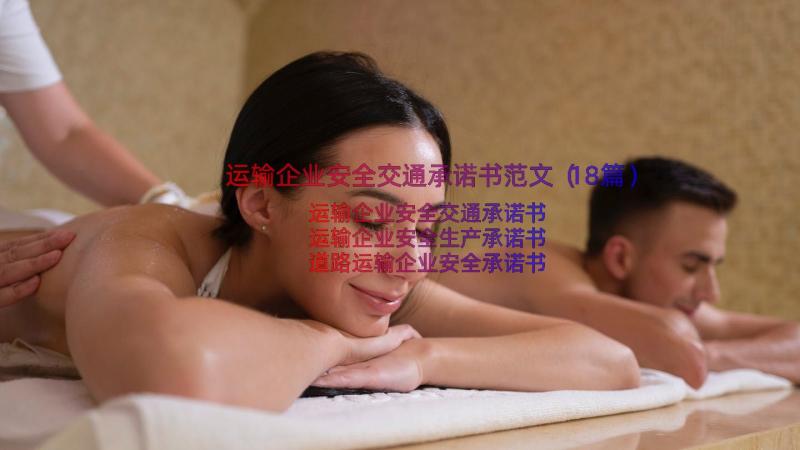 运输企业安全交通承诺书范文（18篇）