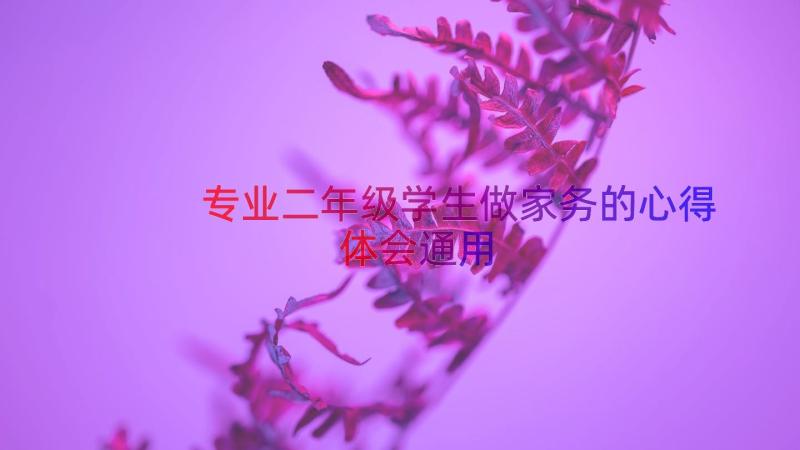 专业二年级学生做家务的心得体会（通用12篇）