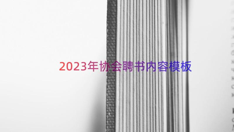 2023年协会聘书内容（模板18篇）