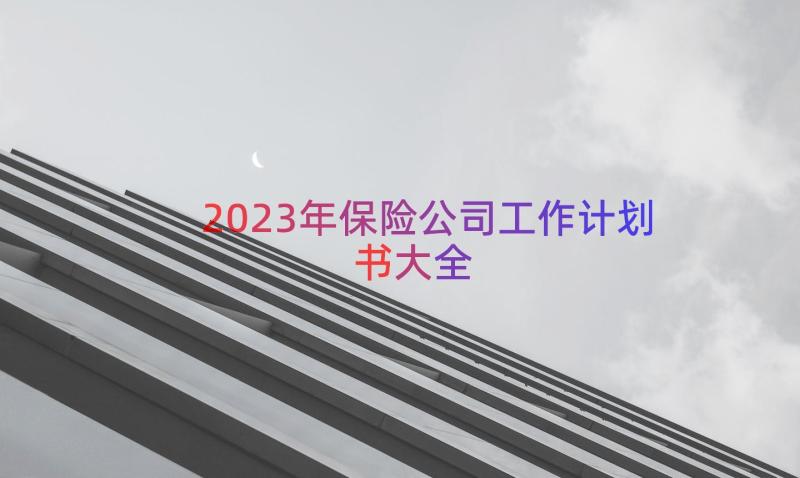 2023年保险公司工作计划书大全（13篇）