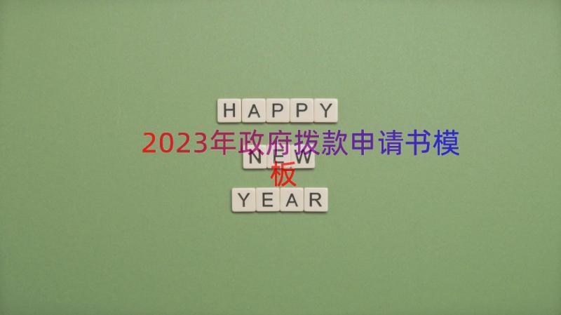 2023年政府拨款申请书（模板14篇）