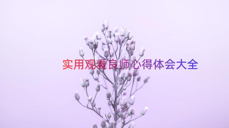 实用观看良师心得体会大全（13篇）