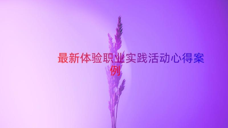 最新体验职业实践活动心得（案例15篇）