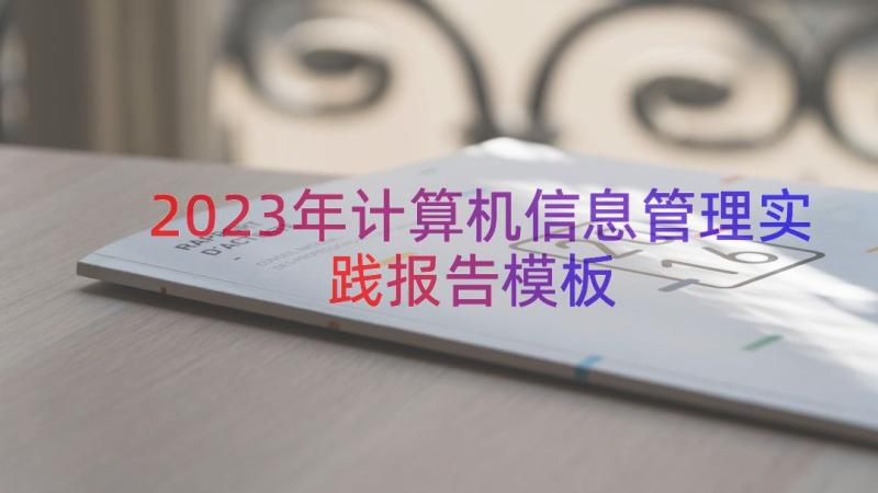 2023年计算机信息管理实践报告（模板15篇）