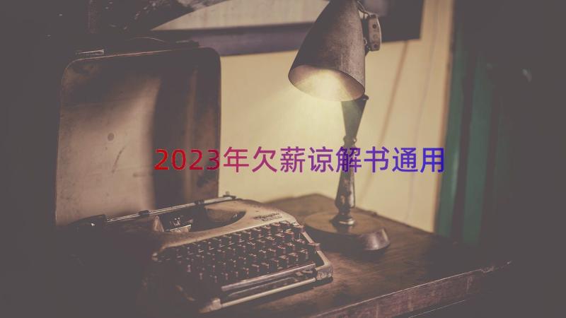 2023年欠薪谅解书（通用14篇）