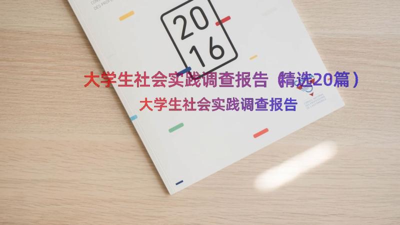 大学生社会实践调查报告（精选20篇）