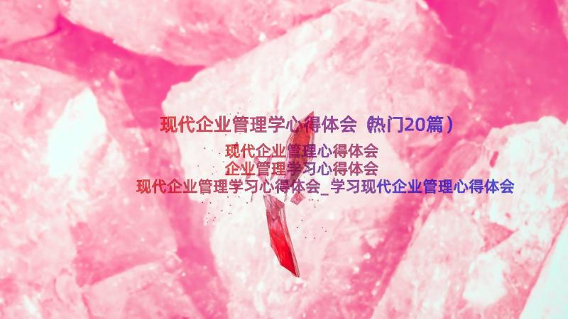 现代企业管理学心得体会（热门20篇）