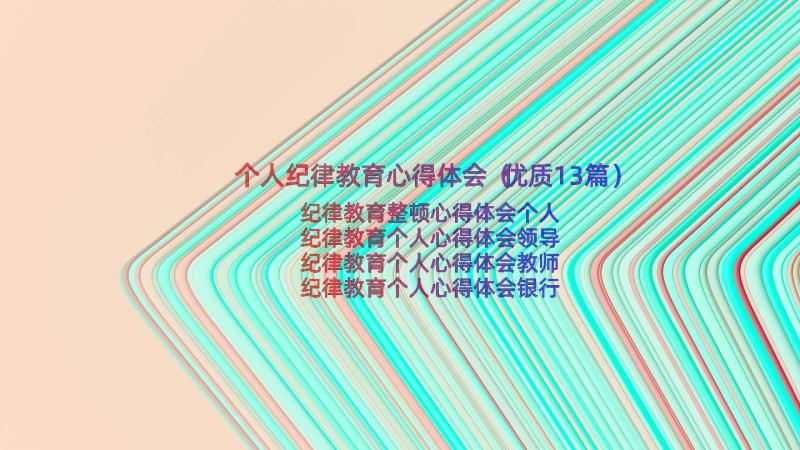 个人纪律教育心得体会（优质13篇）