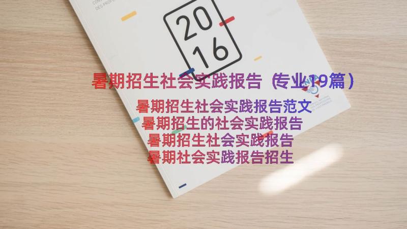 暑期招生社会实践报告（专业19篇）