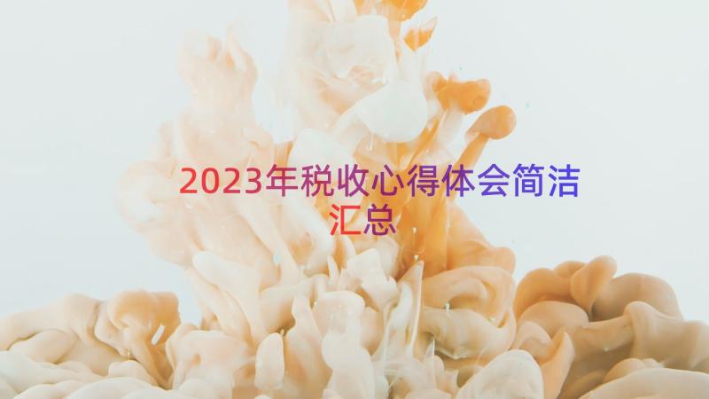 2023年税收心得体会简洁（汇总15篇）