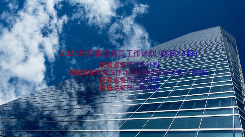 2023年质量监督员工作计划（优质13篇）