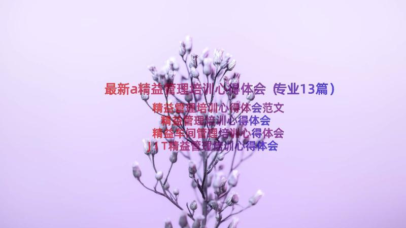 最新a精益管理培训心得体会（专业13篇）