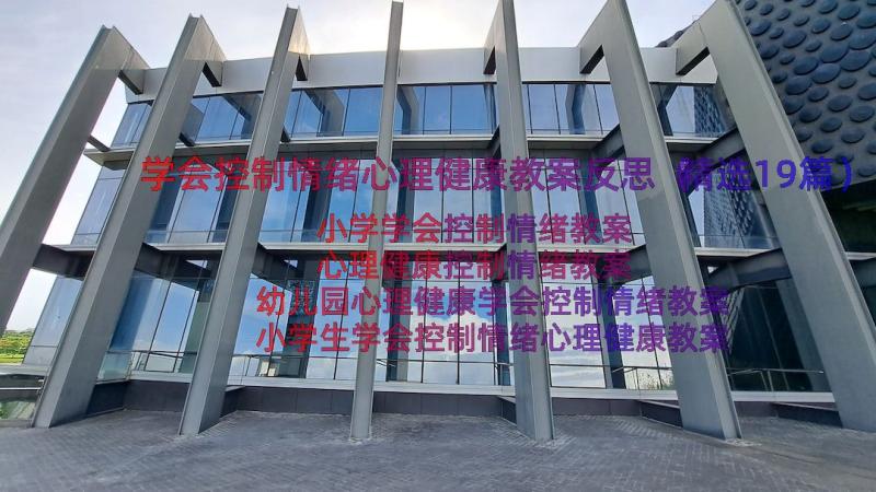 学会控制情绪心理健康教案反思（精选19篇）