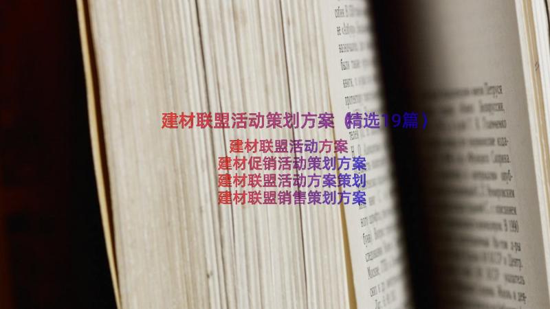 建材联盟活动策划方案（精选19篇）