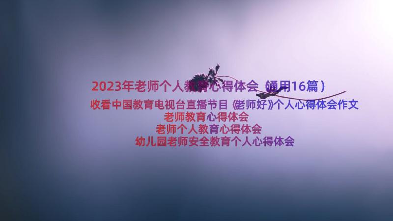 2023年老师个人教育心得体会（通用16篇）