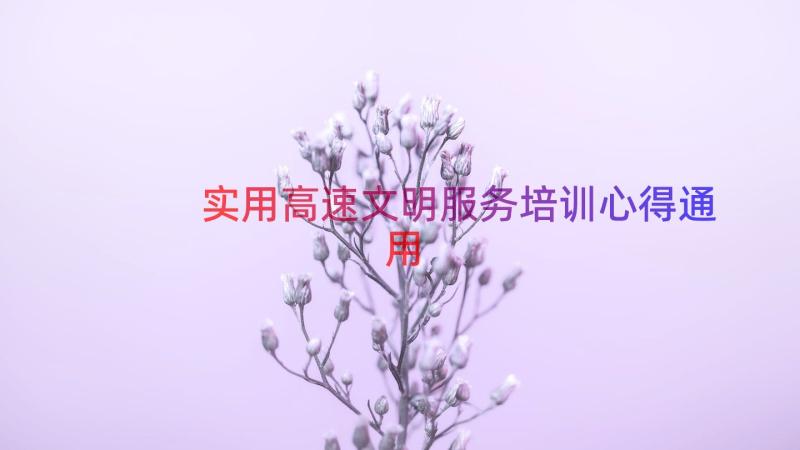 实用高速文明服务培训心得（通用20篇）