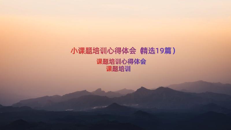 小课题培训心得体会（精选19篇）