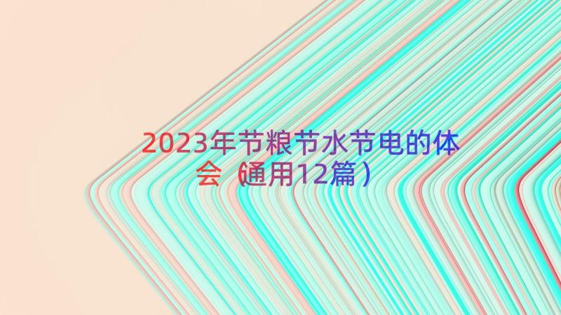 2023年节粮节水节电的体会（通用12篇）