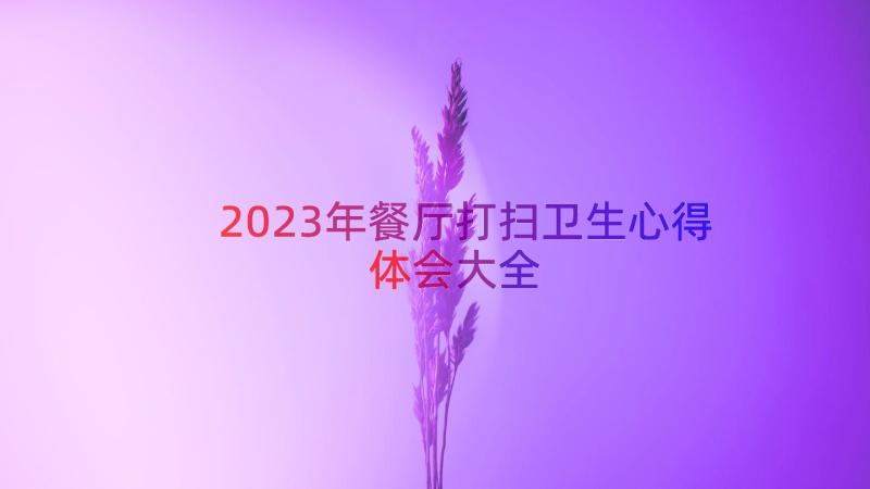 2023年餐厅打扫卫生心得体会大全（19篇）