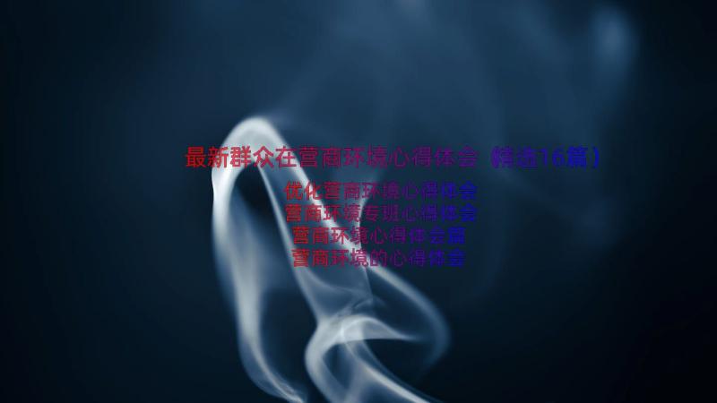 最新群众在营商环境心得体会（精选16篇）