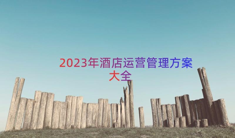 2023年酒店运营管理方案大全（13篇）