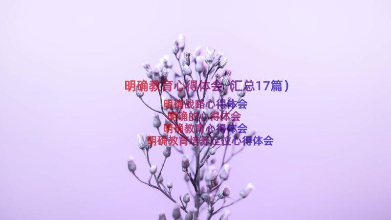 明确教育心得体会（汇总17篇）