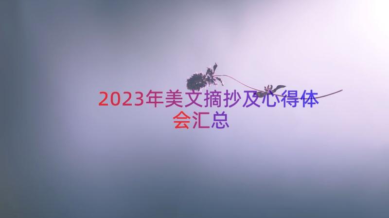 2023年美文摘抄及心得体会（汇总15篇）