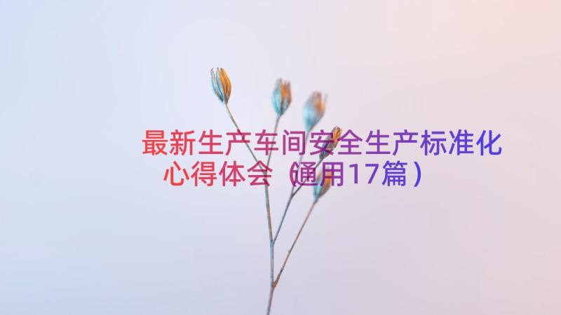 最新生产车间安全生产标准化心得体会（通用17篇）